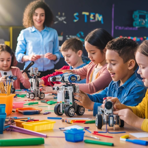 Kids engaged in coding and robotics classroom