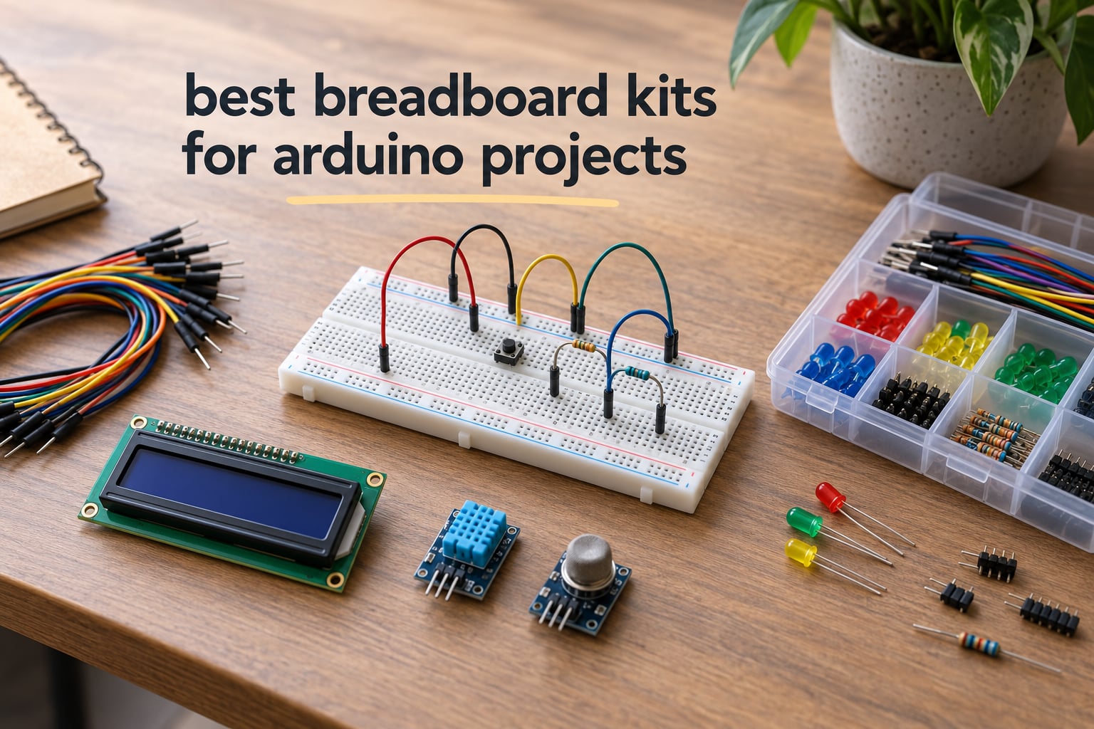 Arduino breadboard with sensors and components